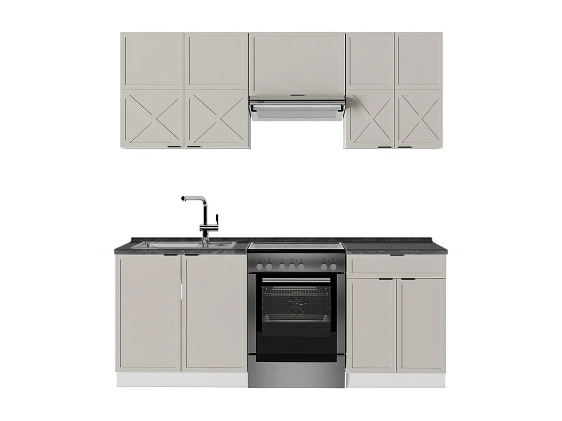 Cuisine grisbeige/blanc 200x60x81.6 fame-line