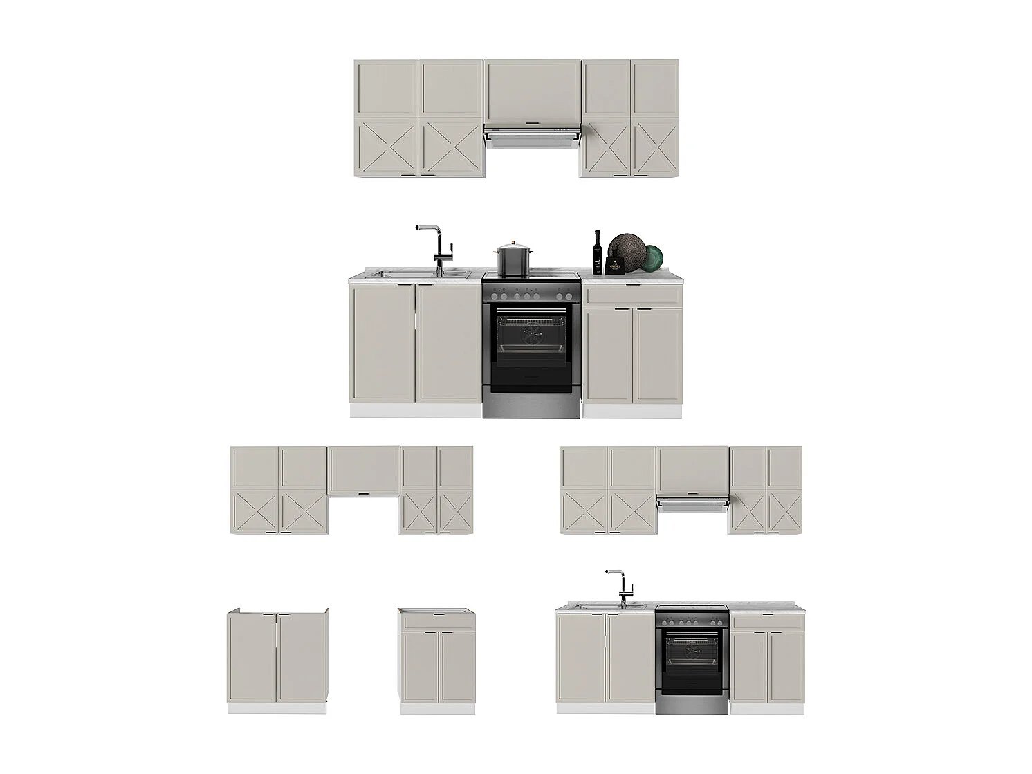 Cuisine grisbeige/blanc 200x60x81.6 fame-line