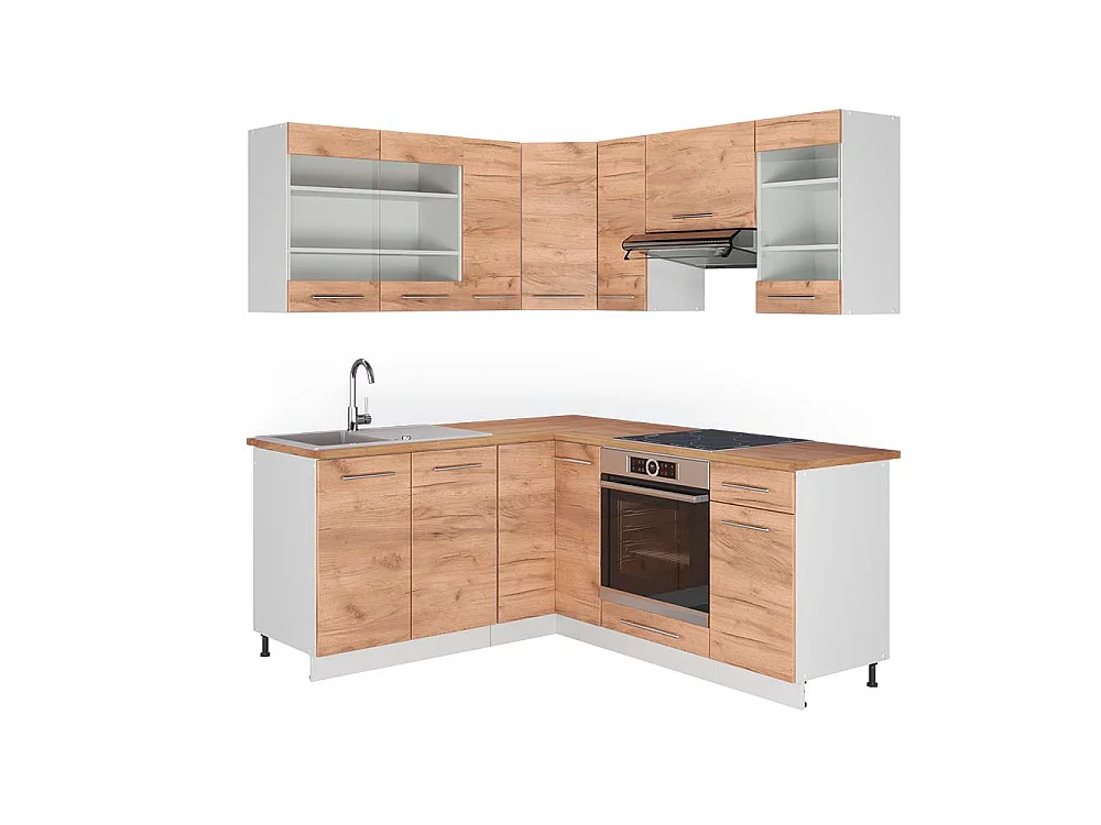 Cucina angolare completa Rovere dorato/bianco 190x60x81.6 fame-line