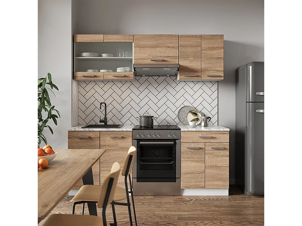 Mueble de cocina sonoma/blanco 200x60x81.6 r-line