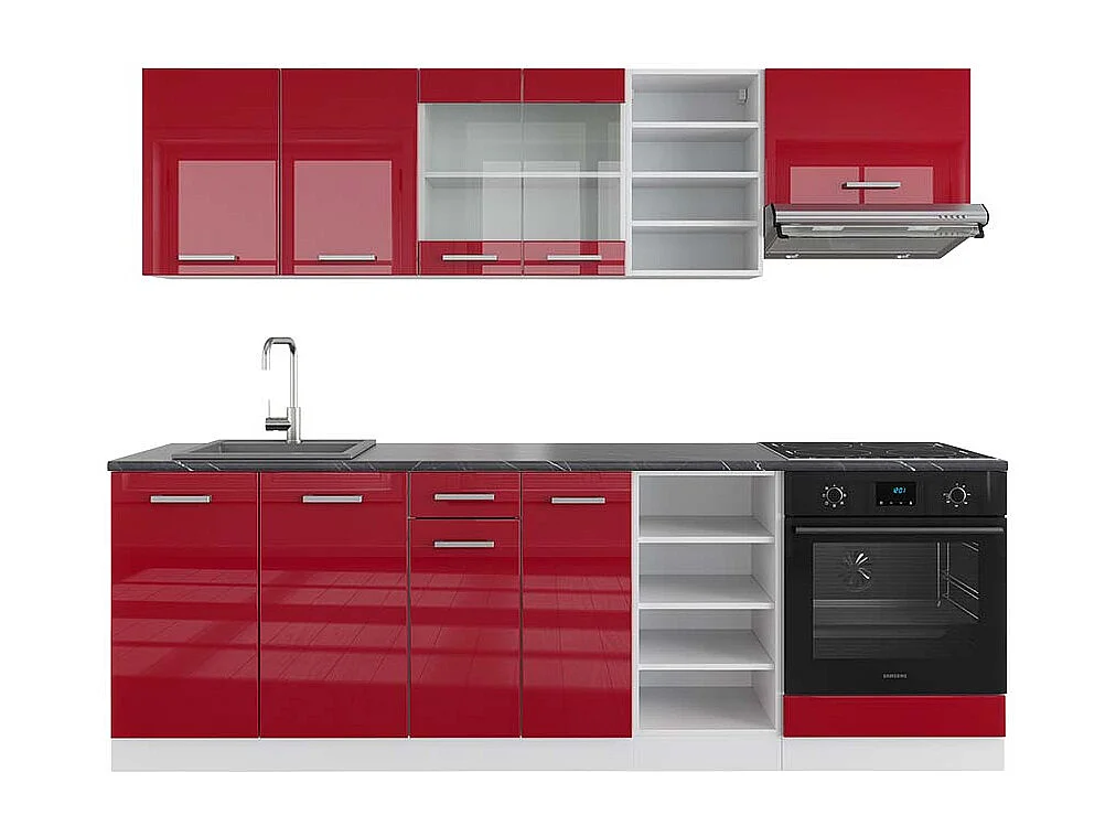 Cuisine rouge brillant/blanc 240x60x81.6 r-line