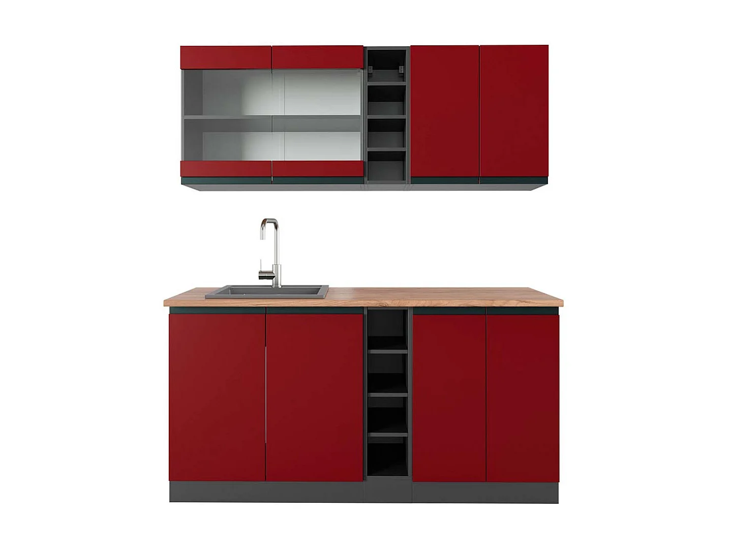 Cucina completa rosso/antracite 160x60x81.6 r-line