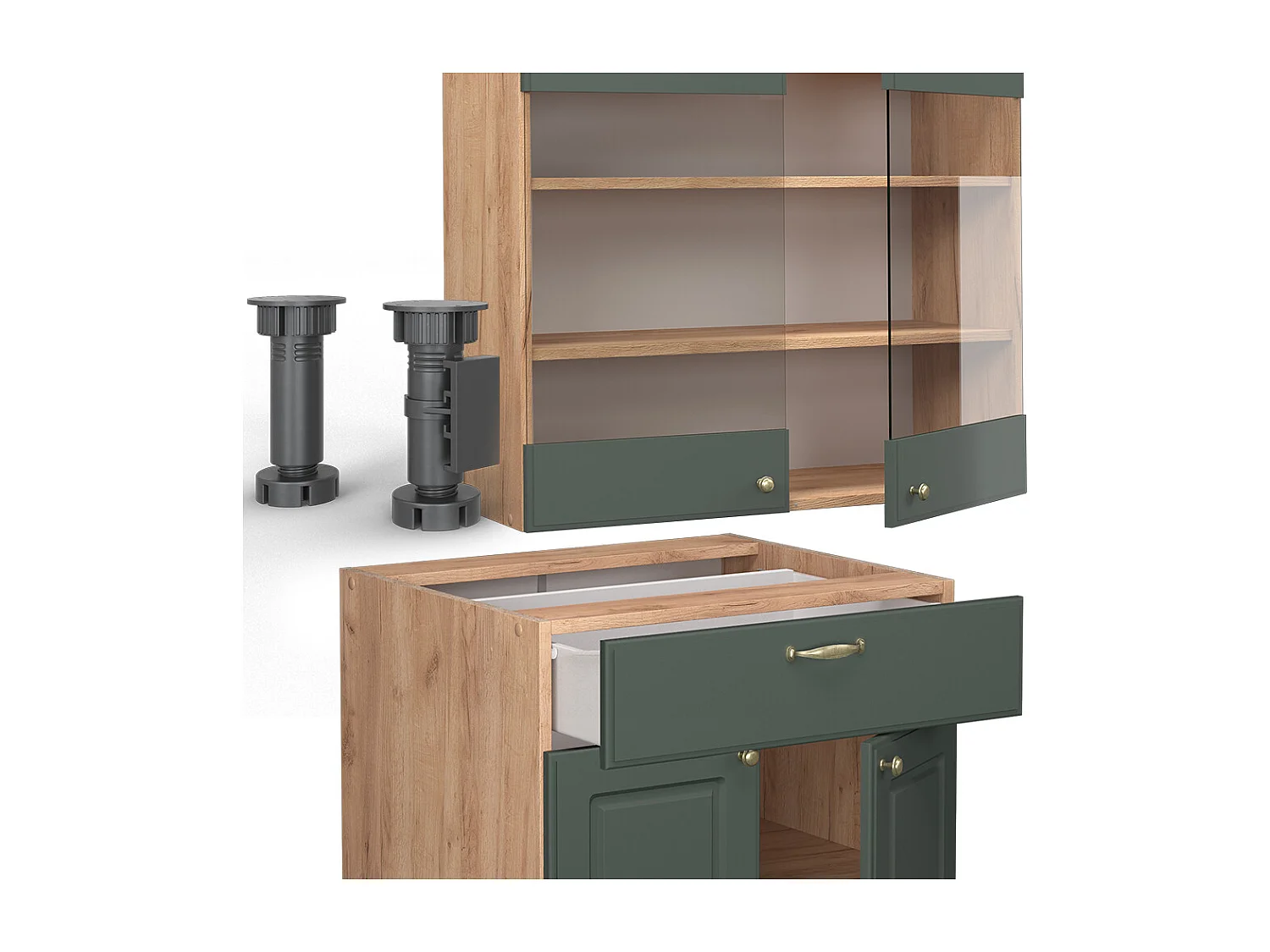 Cocina para solteros green-gold country/gold power roble 140x46x81.6 fame-line