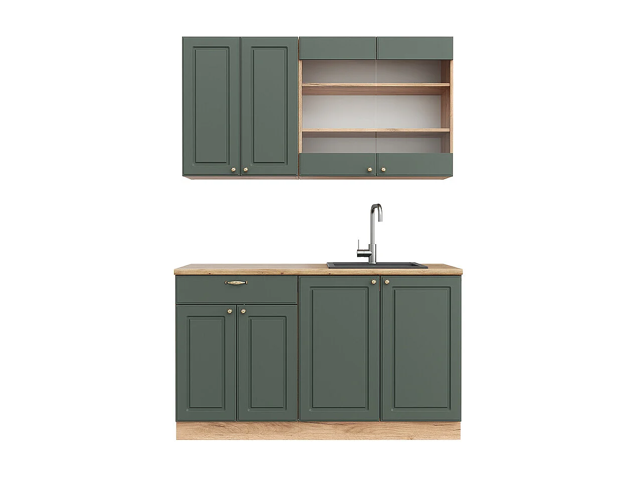 Cuisine chêne vert et or/chêne doré 140x46x81.6 fame-line