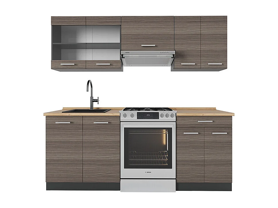 Cucina componibile grigio nobile/antracite 200x60x81.6 r-line