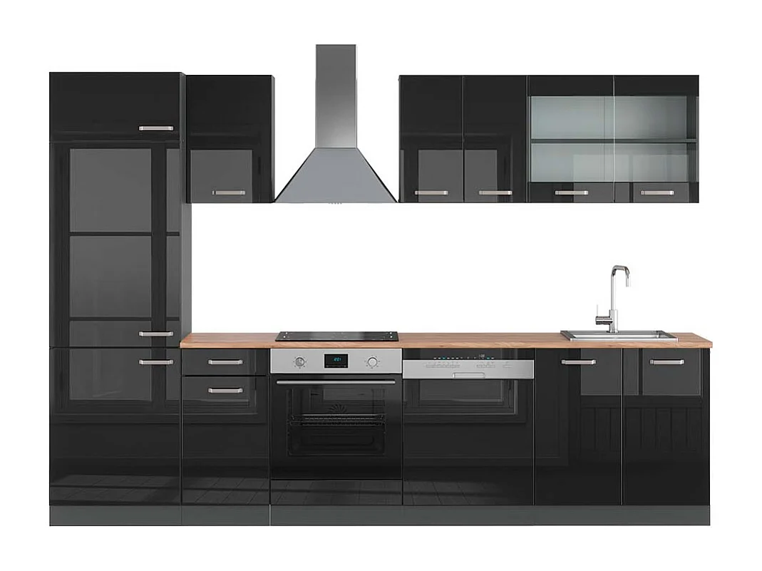 Cuisine noir brillant/anthracite 300x60x81.6 r-line