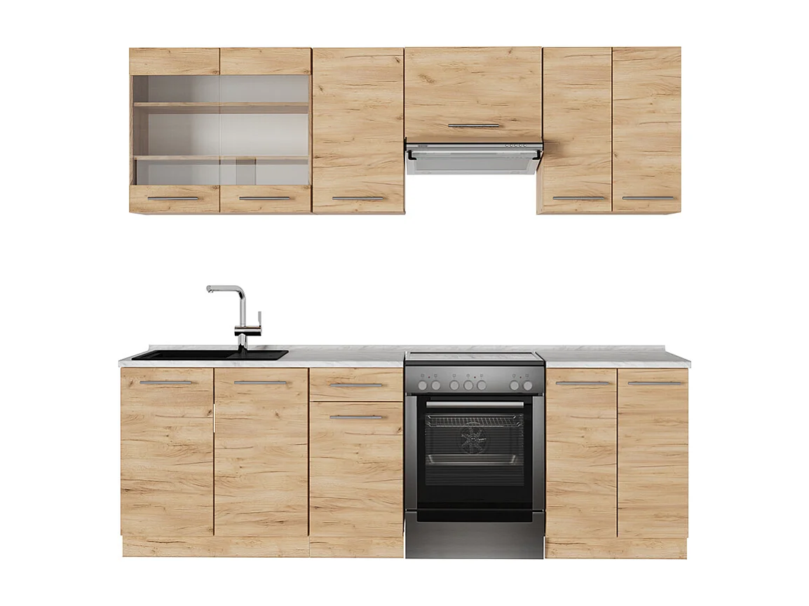 Mueble de cocina roble dorado 240x60x81.6 fame-line