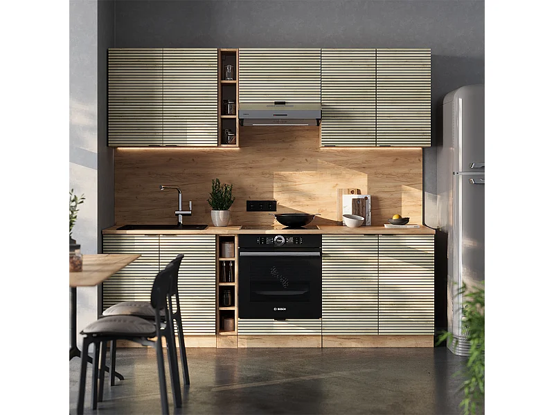 Mueble de cocina panel de roble/roble goldkraft 235x46x81.6 fame-line