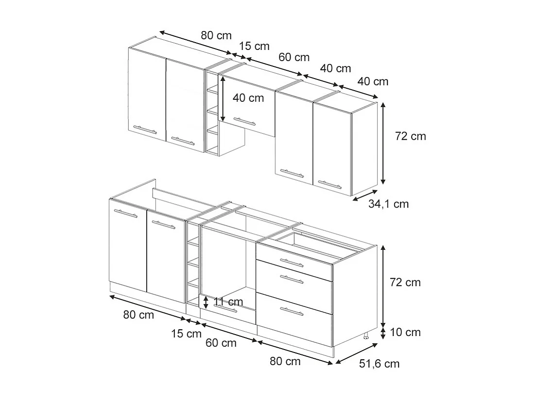 Mueble de cocina panel de roble/roble goldkraft 235x46x81.6 fame-line
