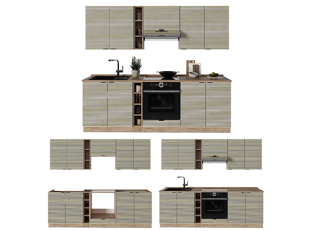 Mueble de cocina panel de roble/roble goldkraft 235x46x81.6 fame-line