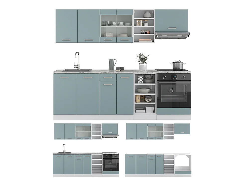 Cuisine bleu-gris/blanc 240x46x81.6 r-line