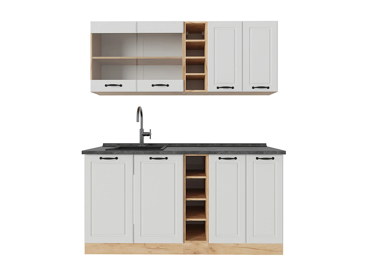 Cuisine blanc campagnard/chêne doré 160x60x81.6 r-line