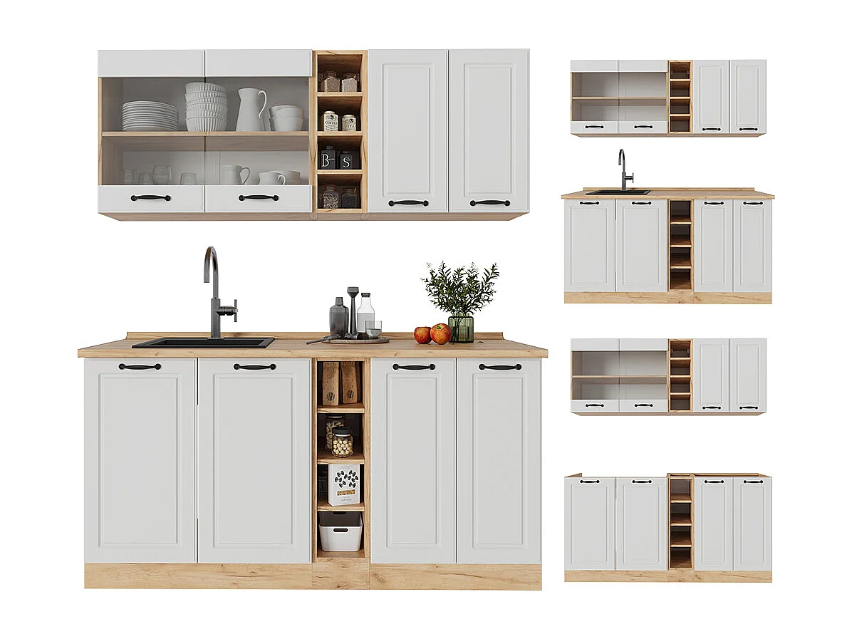 Cuisine blanc campagnard/chêne doré 160x60x81.6 r-line