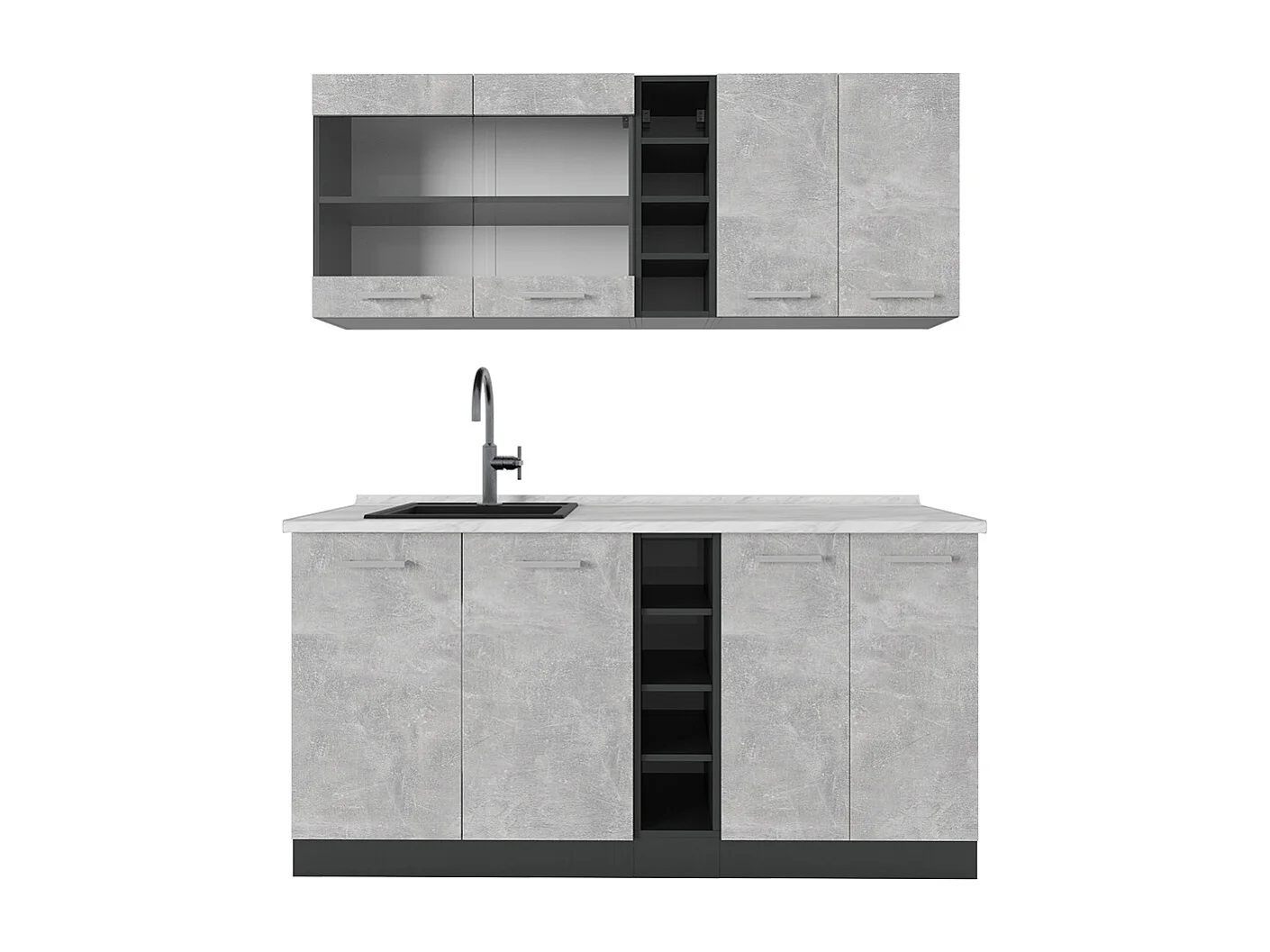 Cocina versátil hormigón/antracita 160x60x81.6 r-line