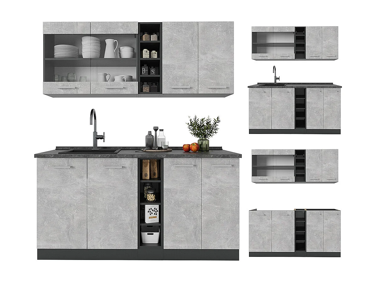 Cocina versátil hormigón/antracita 160x60x81.6 r-line