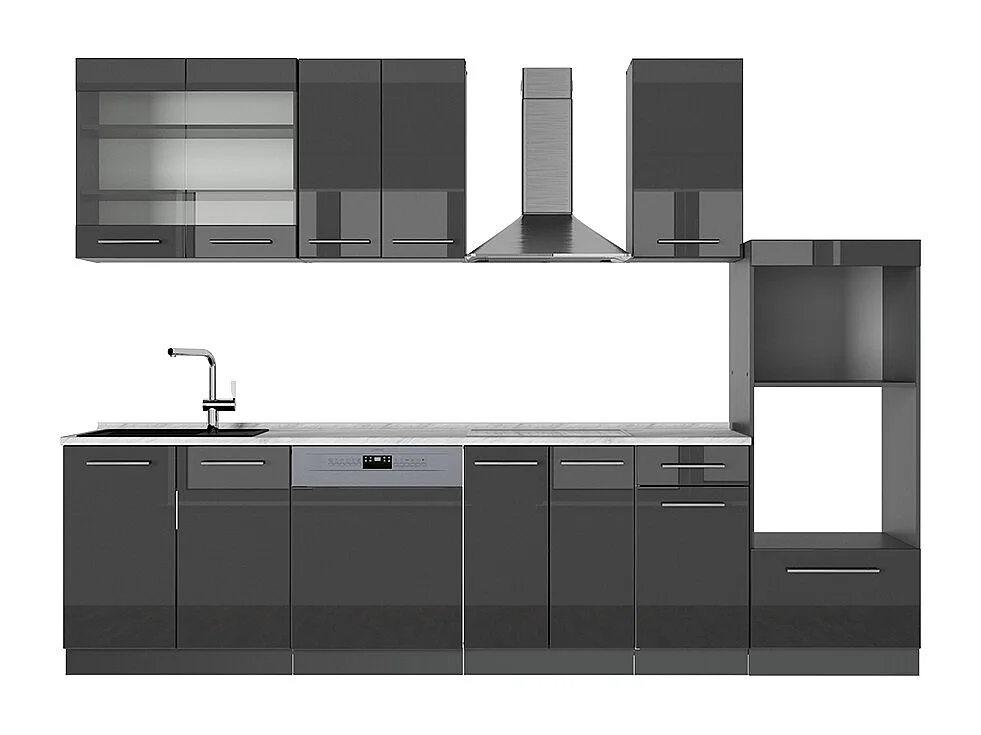 Kök antracit högblank 300x60x81.6 fame-line