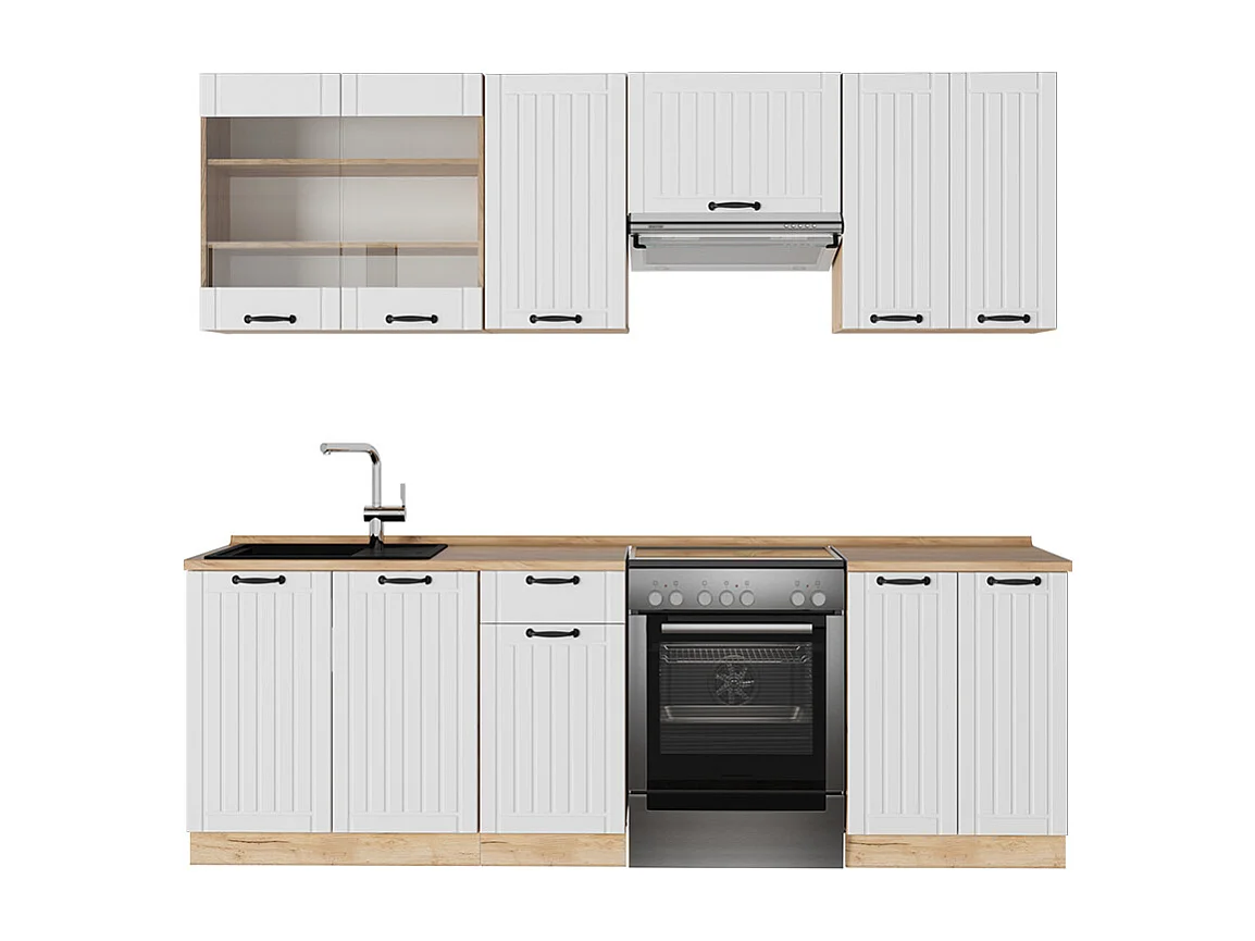 Mueble de cocina blanco casa de campo 240x60x81.6 fame-line