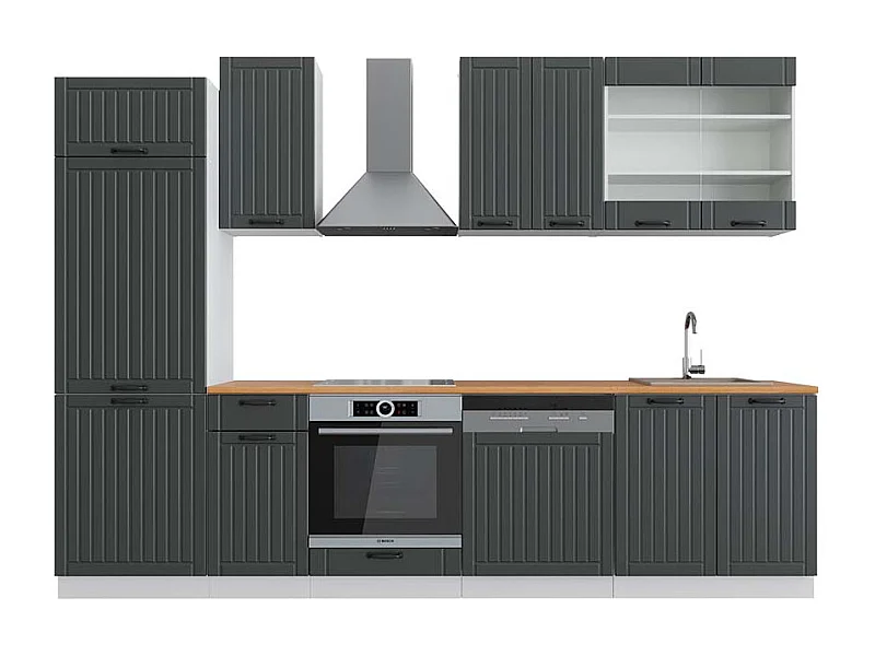 Cuisine anthracite maison de campagne/blanc 300x60x81.6 fame-line