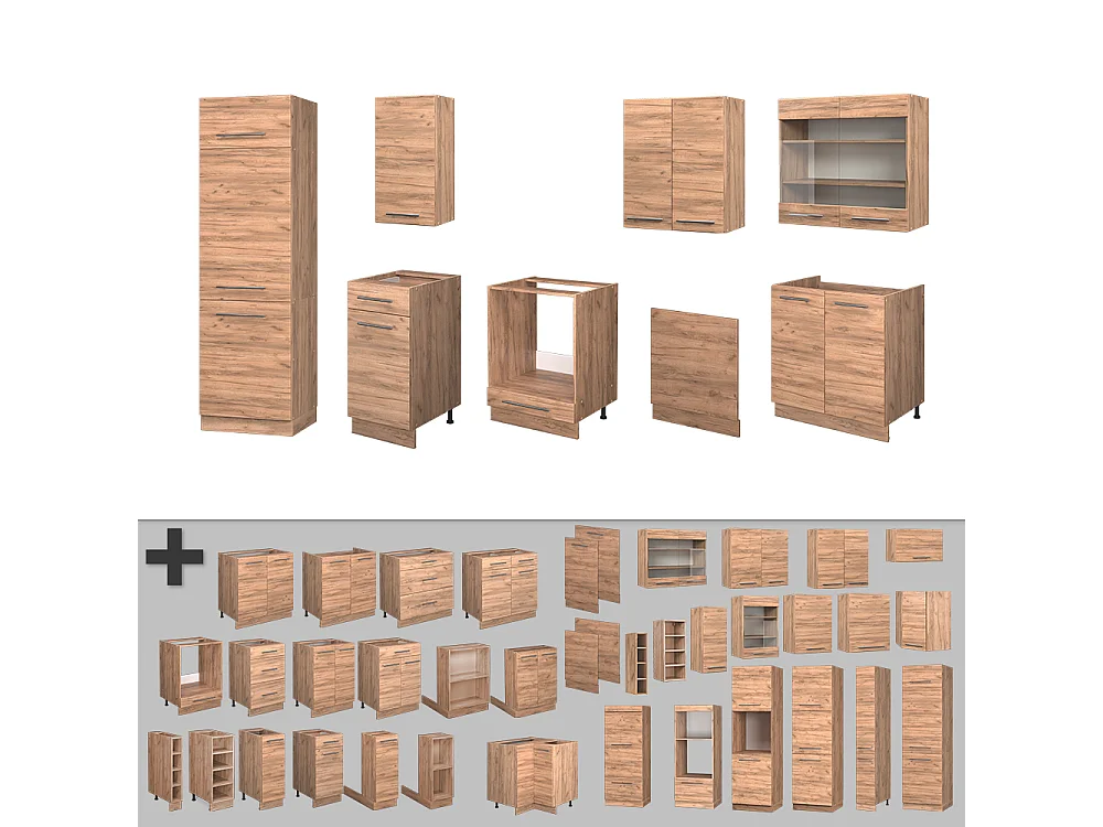 Küchenzeile goldkraft eiche 300x46x81.6 fame-line