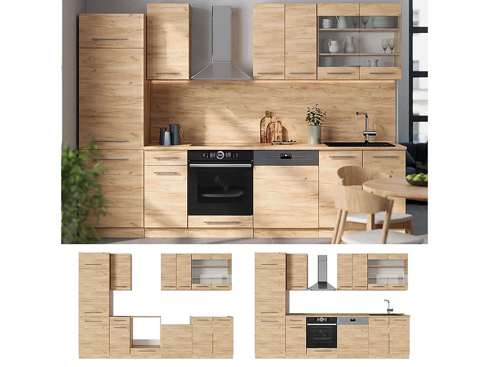 Cuisine chêne de force doré 300x46x81.6 fame-line