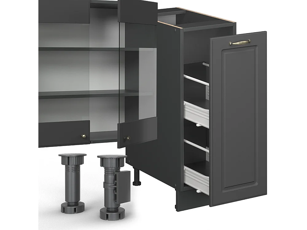 Mueble de cocina antracita-oro landhaus 280x46x81.6 fame-line