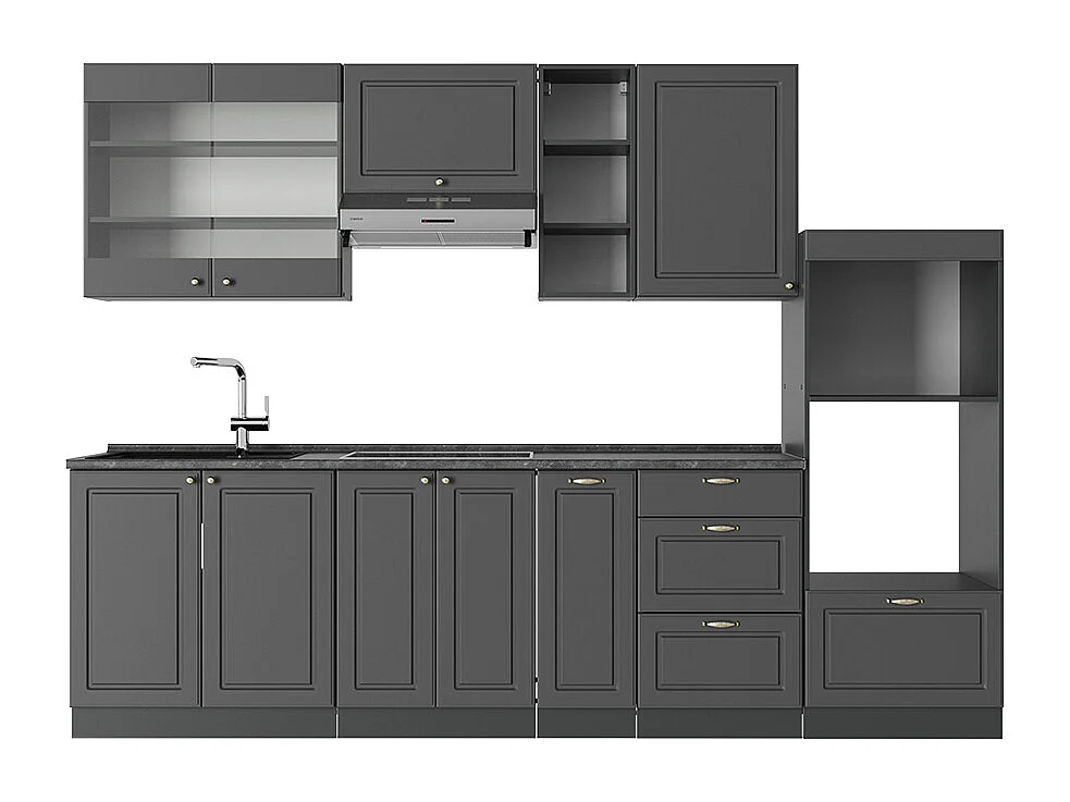 Køkkenrække anthrazit-gold landhaus 280x46x81.6 fame-line