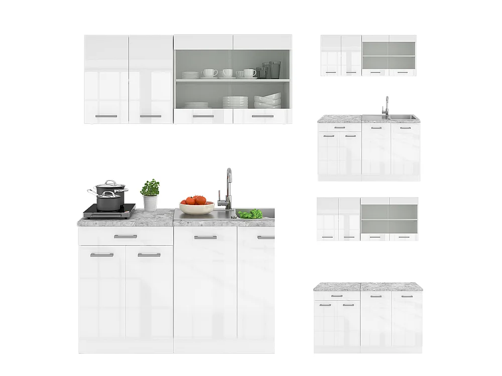 Cuisine blanc brillant/blanc 140x60x81.6 r-line