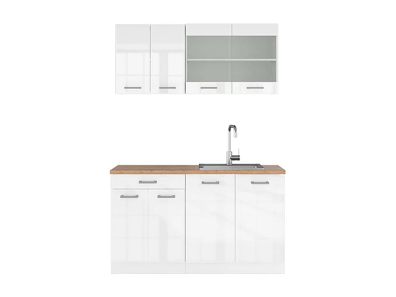 Cucina monoblocco bianco lucido/bianco 140x60x81.6 r-line