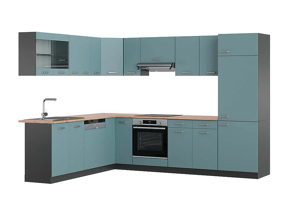 Cocina esquinera gris azulado/antracita 287x60x81.6 r-line
