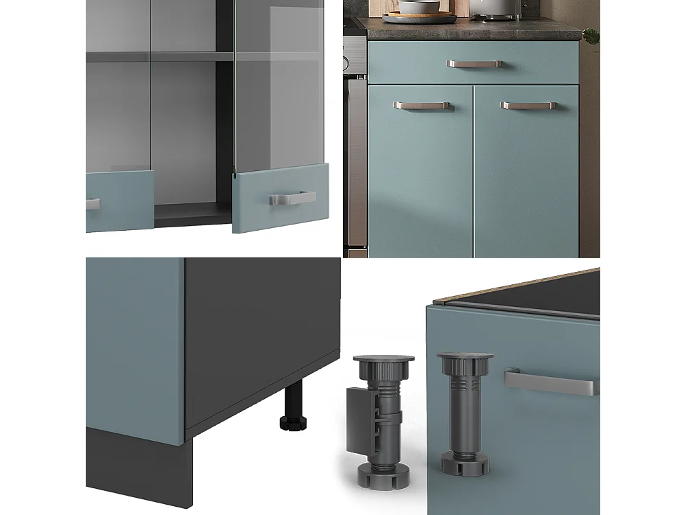 Mueble de cocina gris azulado/antracita 200x46x81.6 r-line