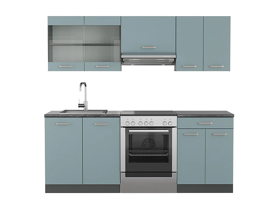 Cuisine bleu-gris/anthracite 200x46x81.6 r-line