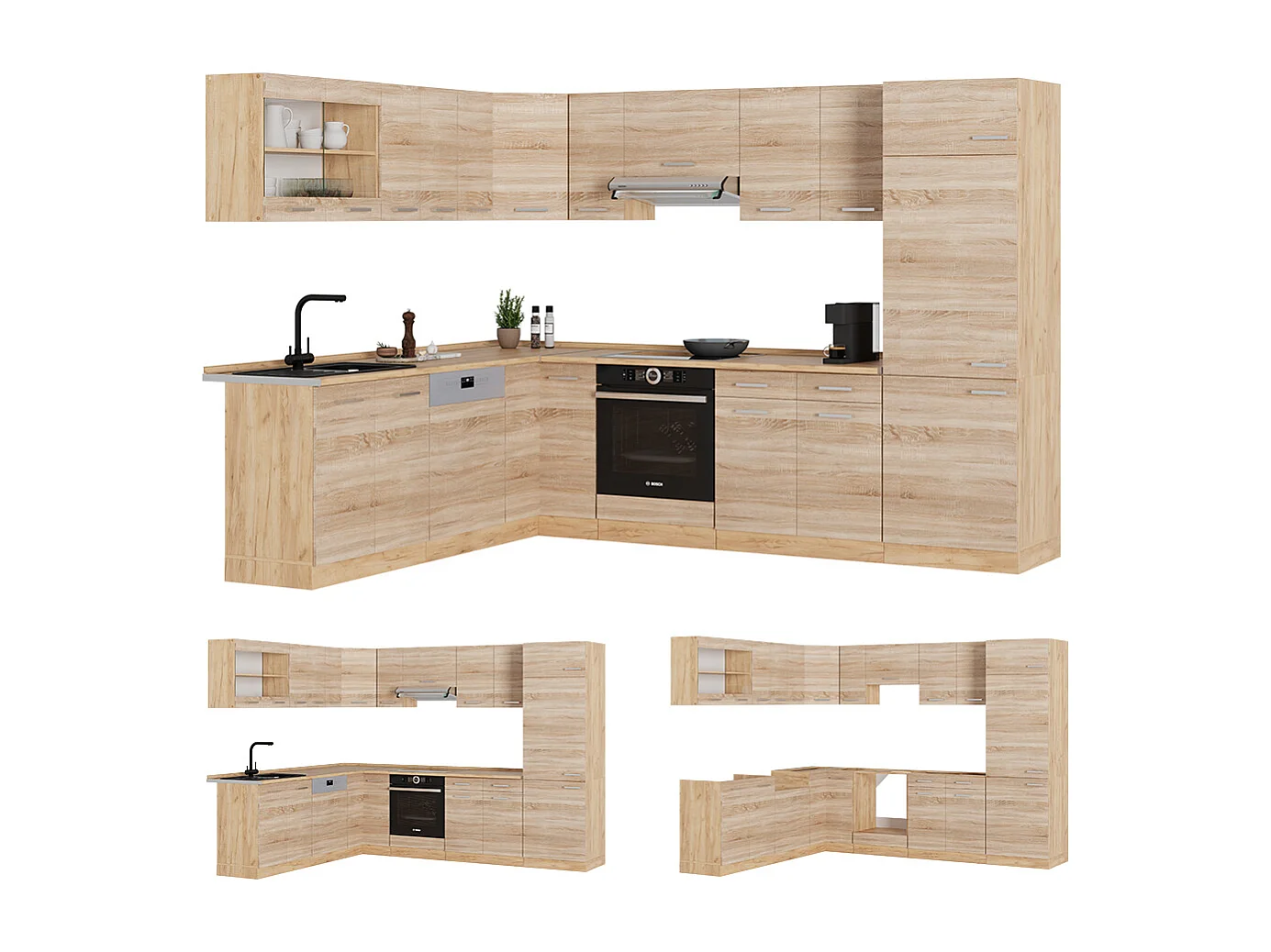 Cocina esquinera roble sonoma/goldkraft 287x60x81.6 r-line