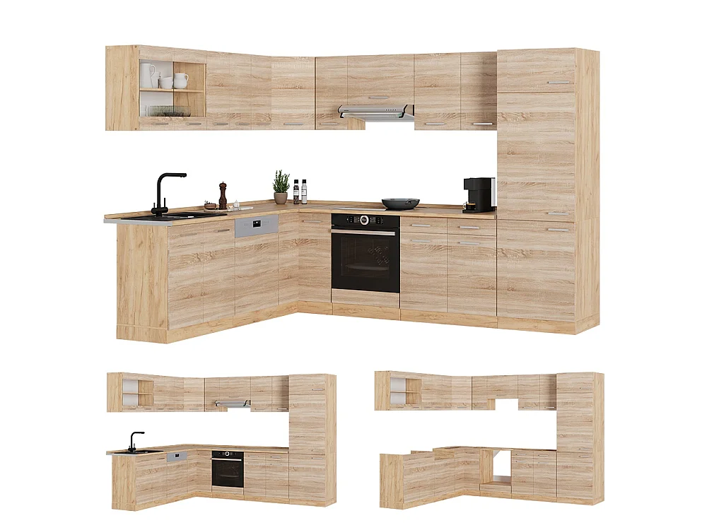 Cuisine en angle sonoma/chêne de force doré 287x60x81.6 r-line