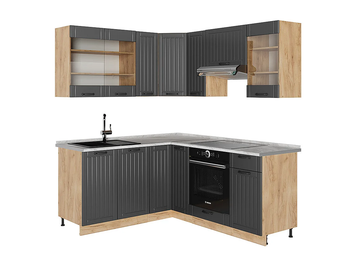 Cuisine en angle gris foncé 190x60x81.6 fame-line