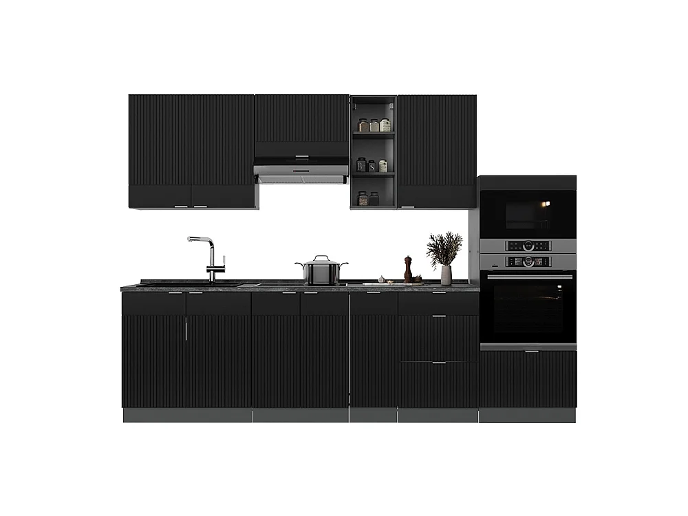 Mueble de cocina rayas negras/antracita 280x60x81.6 fame-line