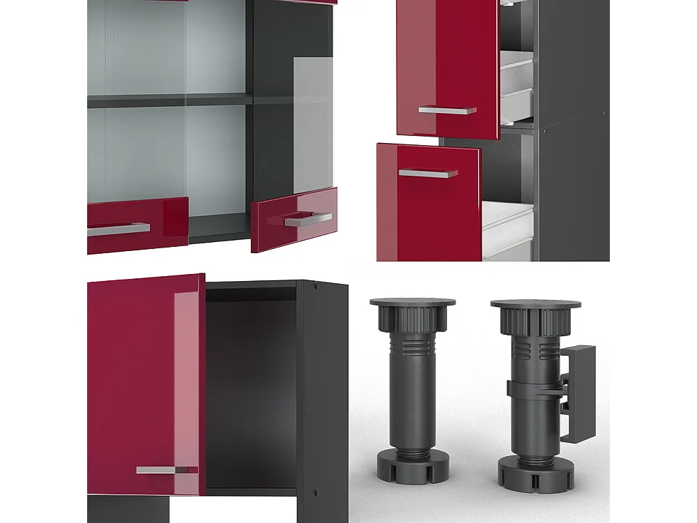 Cuisine rouge brillant/anthracite 350x46x81.6 r-line