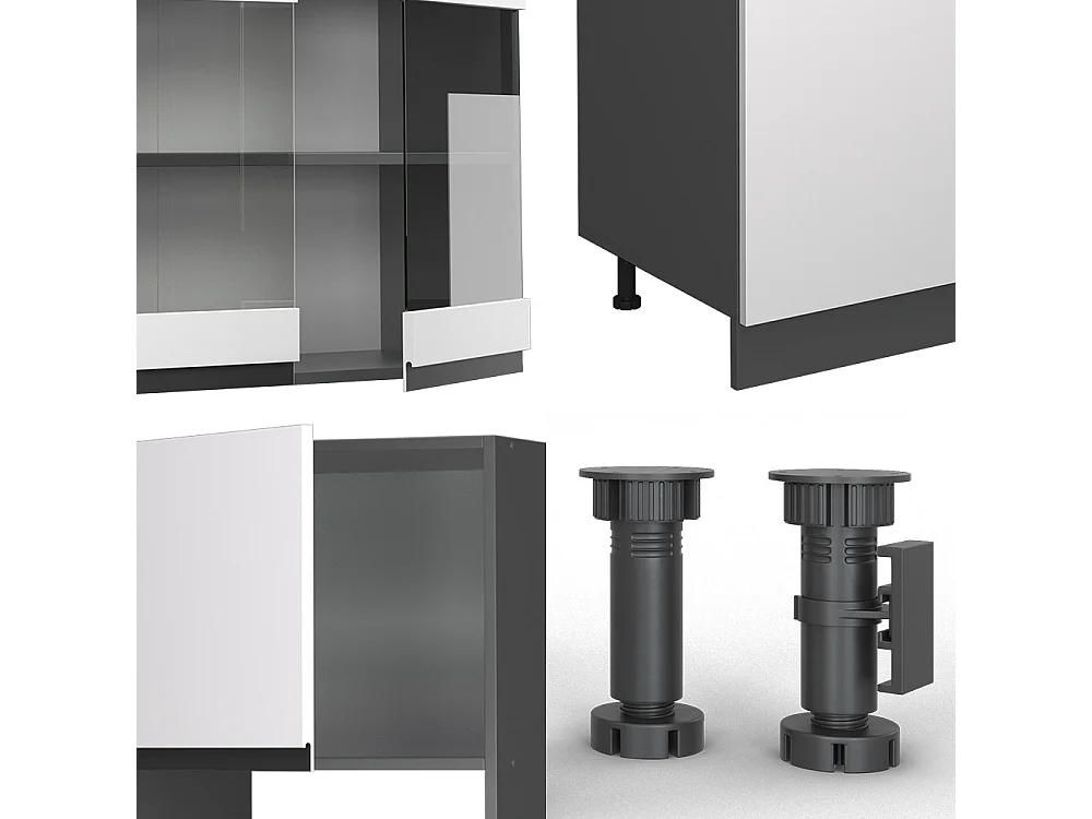 Mueble de cocina blanco/antracita 300x46x81.6 r-line