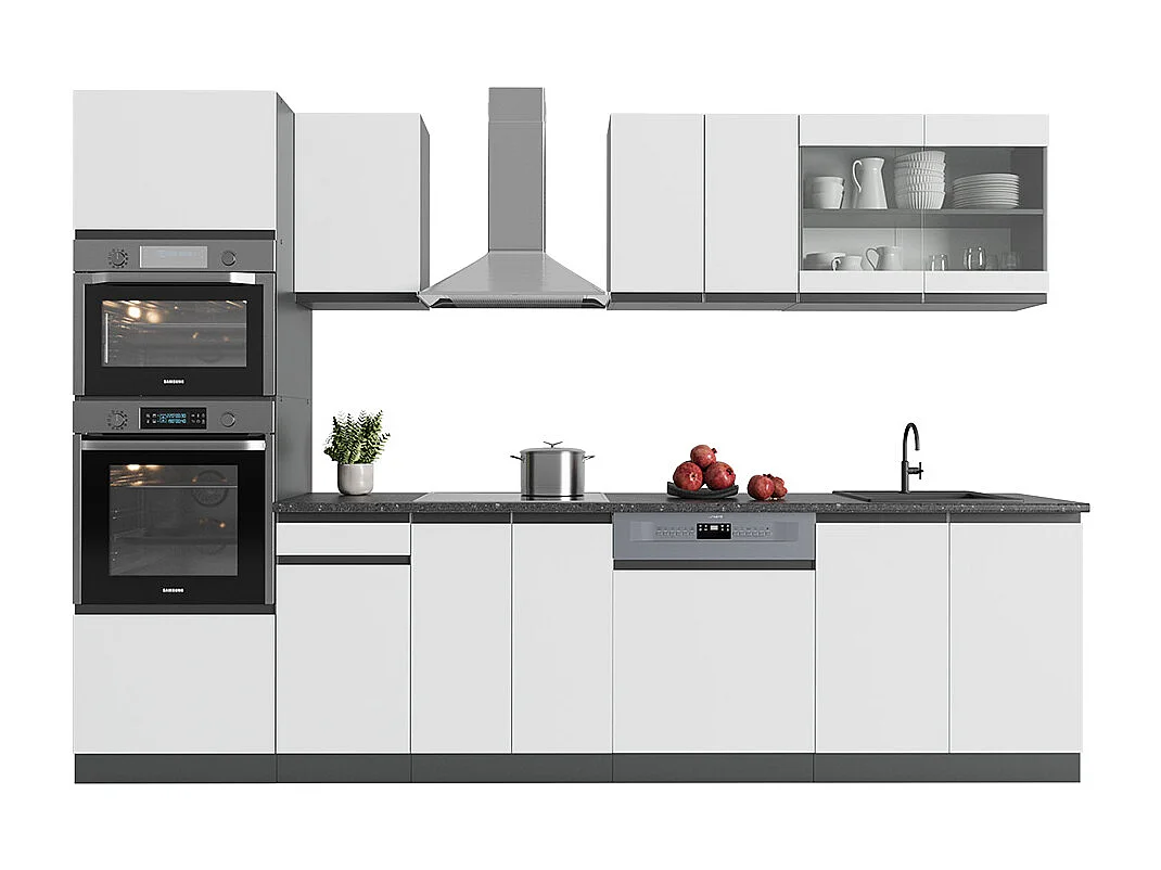 Mueble de cocina blanco/antracita 300x46x81.6 r-line