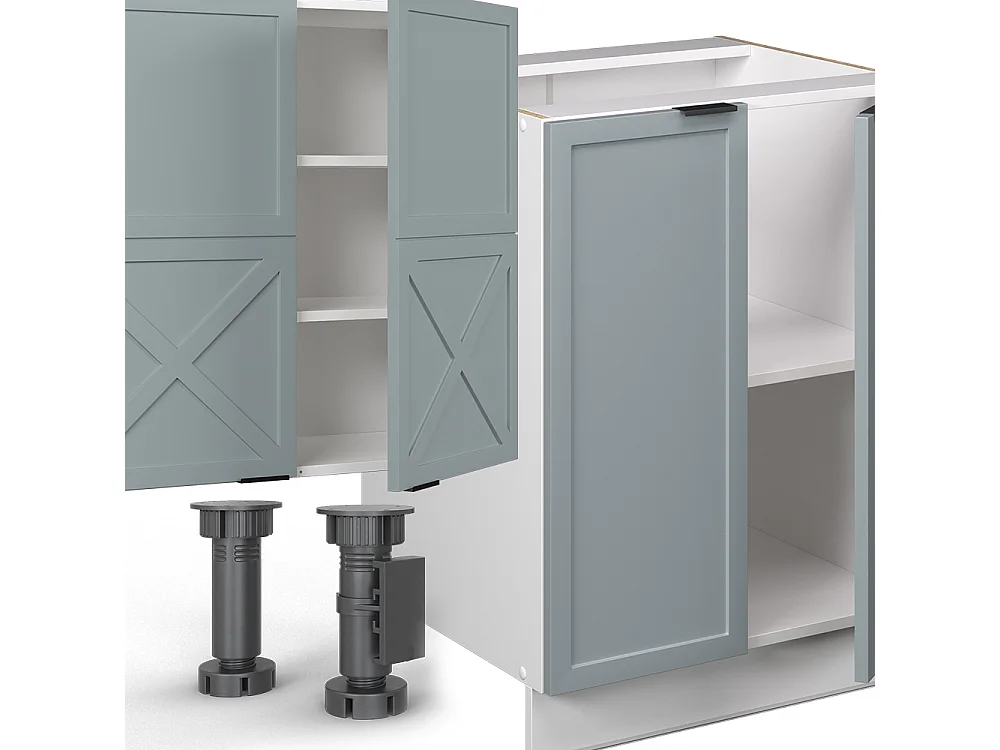 Cuisine bleu clair-gris/blanc 300x60x81.6 fame-line