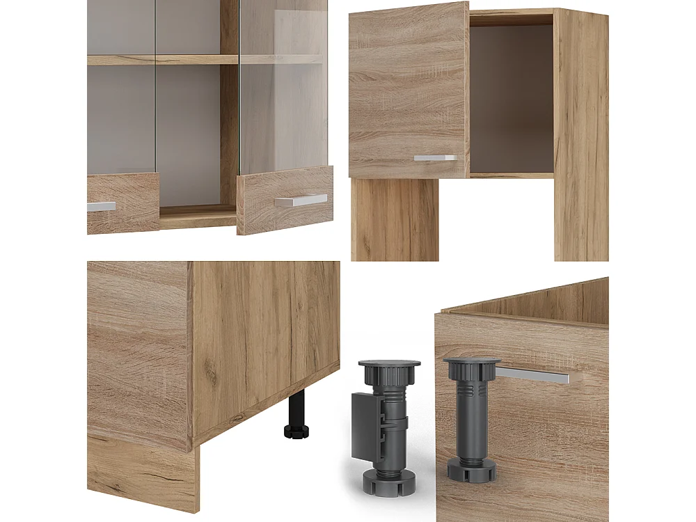 Cucina angolare completa rovere sonoma/goldkraft 247x60x81.6 r-line