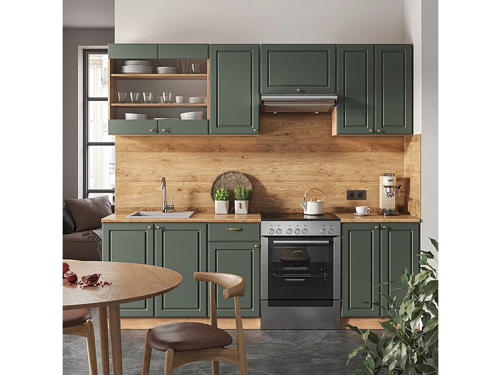 Pentry grönguld lantgård/goldkraft ek 240x60x81.6 fame-line
