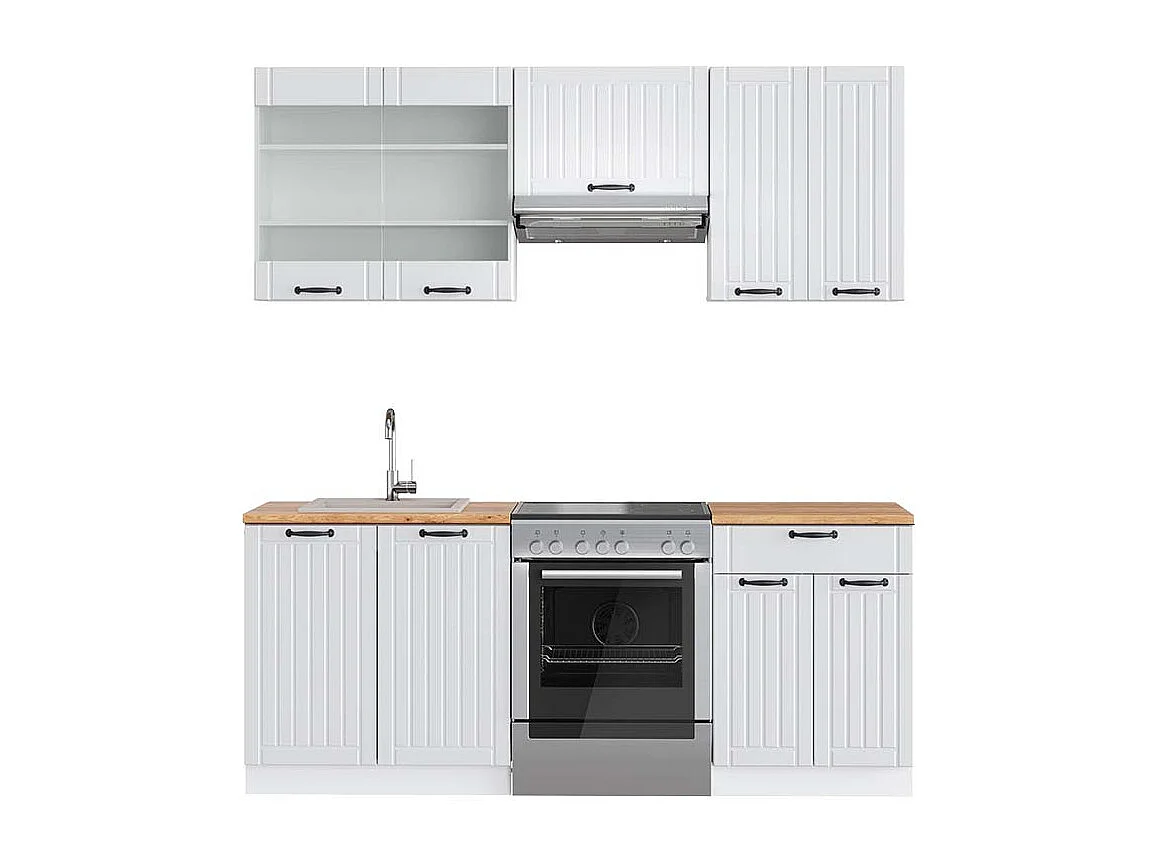 Complete keukeneenheid wit landhuis/wit 200x60x81.6 fame-line