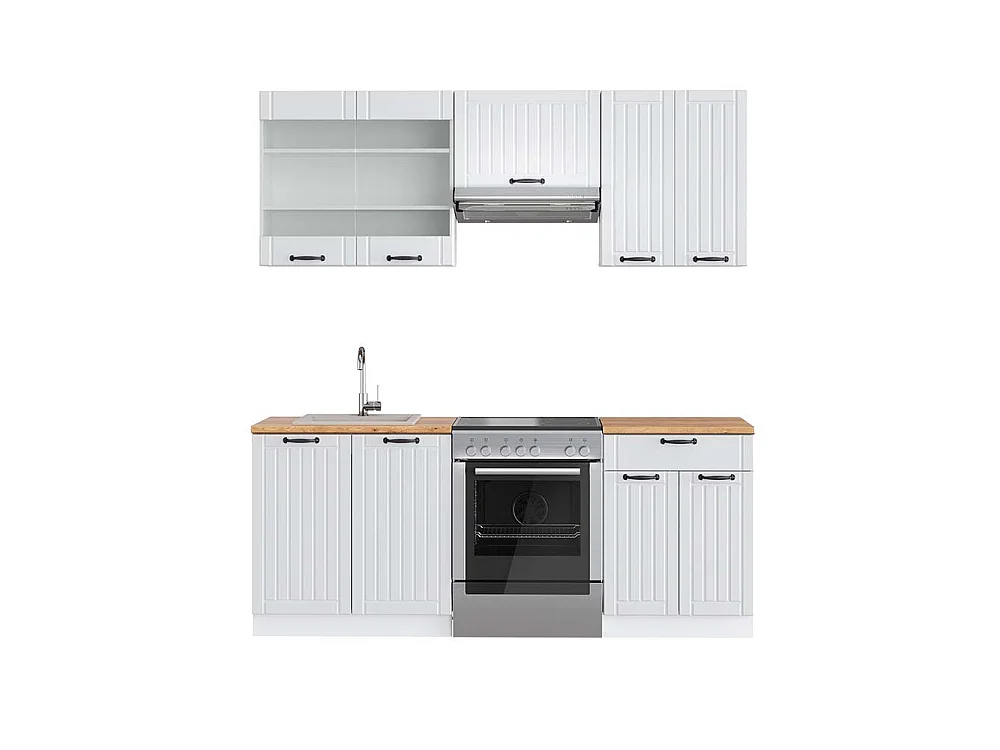 Complete keukeneenheid wit landhuis/wit 200x60x81.6 fame-line