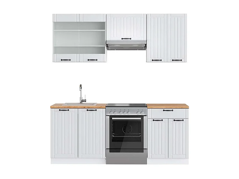 Küchenzeile weiß landhaus/weiß 200x60x81.6 fame-line