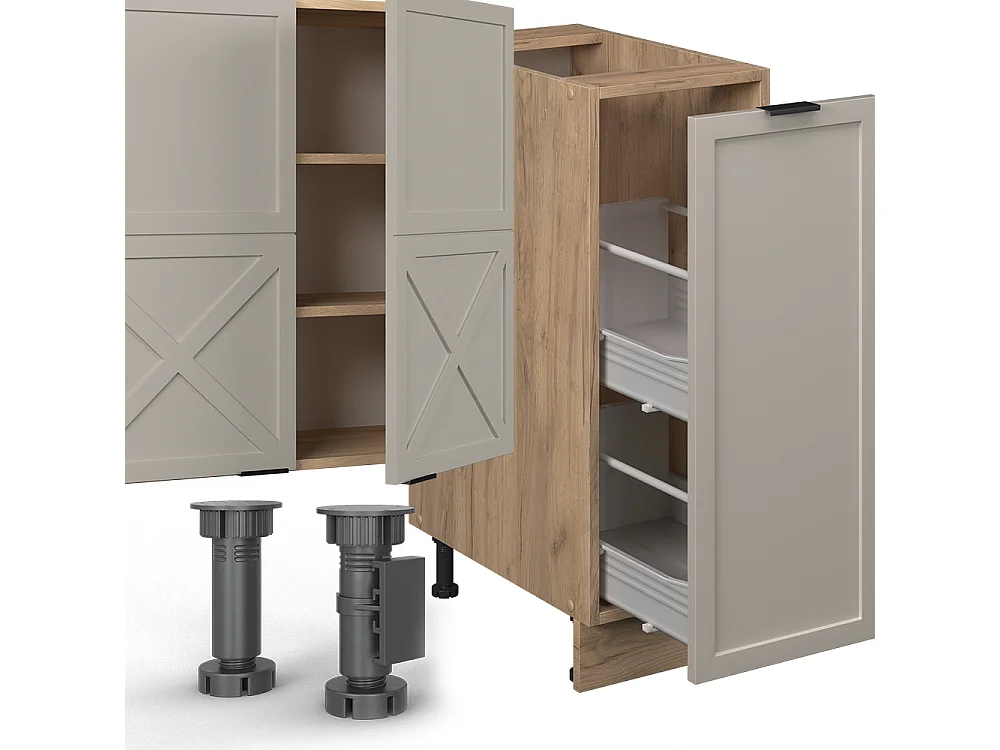 Cuisine grisbeige/chêne doré 280x60x81.6 fame-line