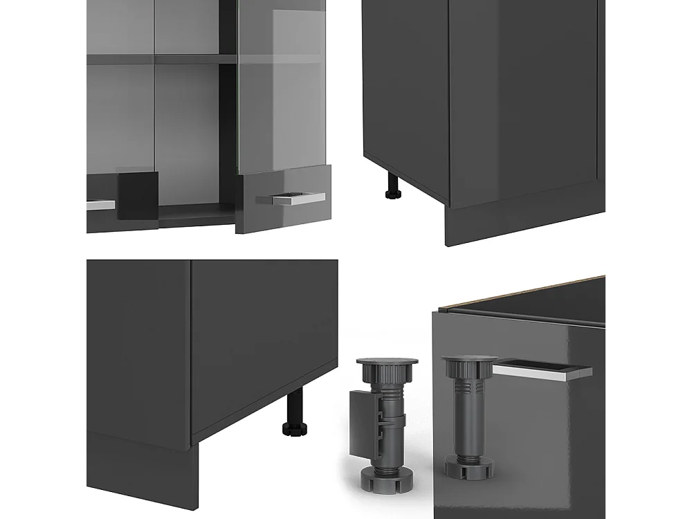 Küchenzeile anthrazit hochglanz/anthrazit 300x60x81.6 r-line