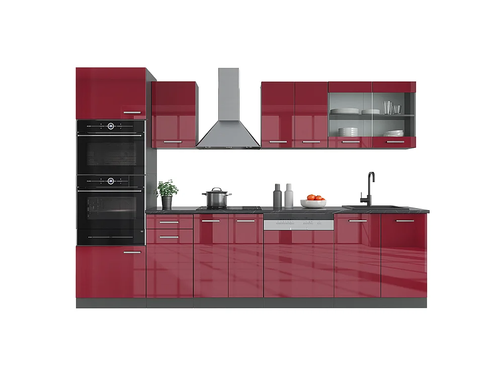 Cuisine rouge brillant/anthracite 300x60x81.6 r-line