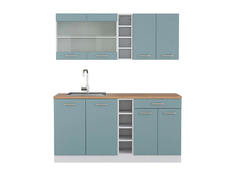 Cocina versátil azul-gris-blanco 160x60x81.6 r-line