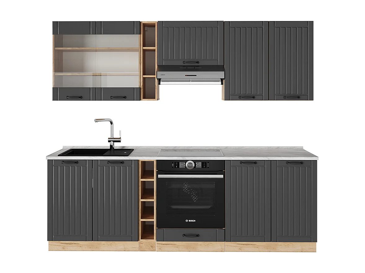 Mueble de cocina gris oscuro 235x60x81.6 fame-line