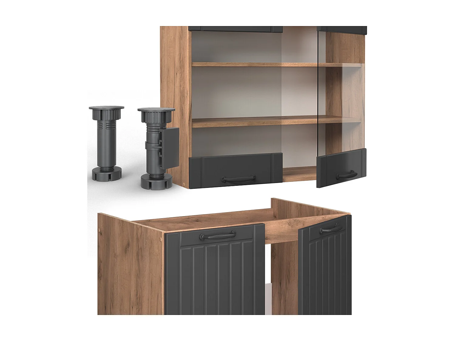 Mueble de cocina gris oscuro 235x60x81.6 fame-line